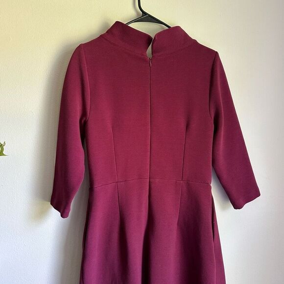 Boden Violet Ottoman Dress Ruby Ring Midi Length Fit & Flare Stand Collar sz 10 - Picture 6 of 8